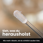 Voria EarClean Haftspitze in Nahaufnahme mit leichten Fusseln