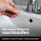 Voria EarClean unter dem Wasserhahn abgespült zur Wiederverwendung